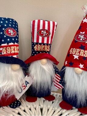 San Francisco 49ers Patriotic Gnome Trio - Red, White & Blue